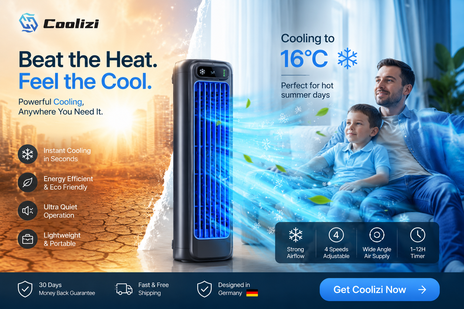 Coolizi Ace - Ventilateur rafraîchissant portable
